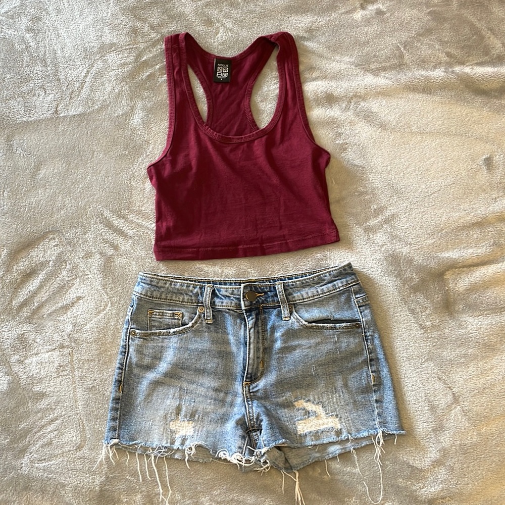 Maroon Razor Back Crop Top